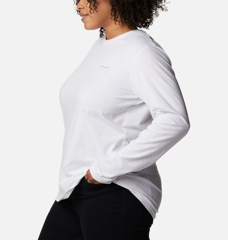 Women's Columbia Sun Trek Long Sleeve Sweatshirts White | Plus Size CA-J1360